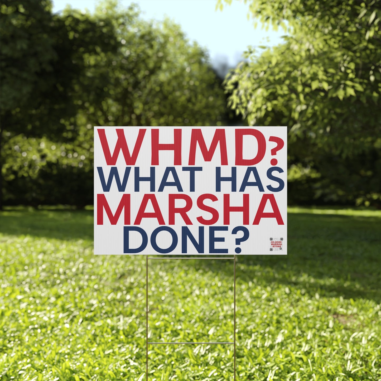 "WHMD? What Has Marsha Done?" Yard Sign | Anti-Marsha Blackburn TN 2026