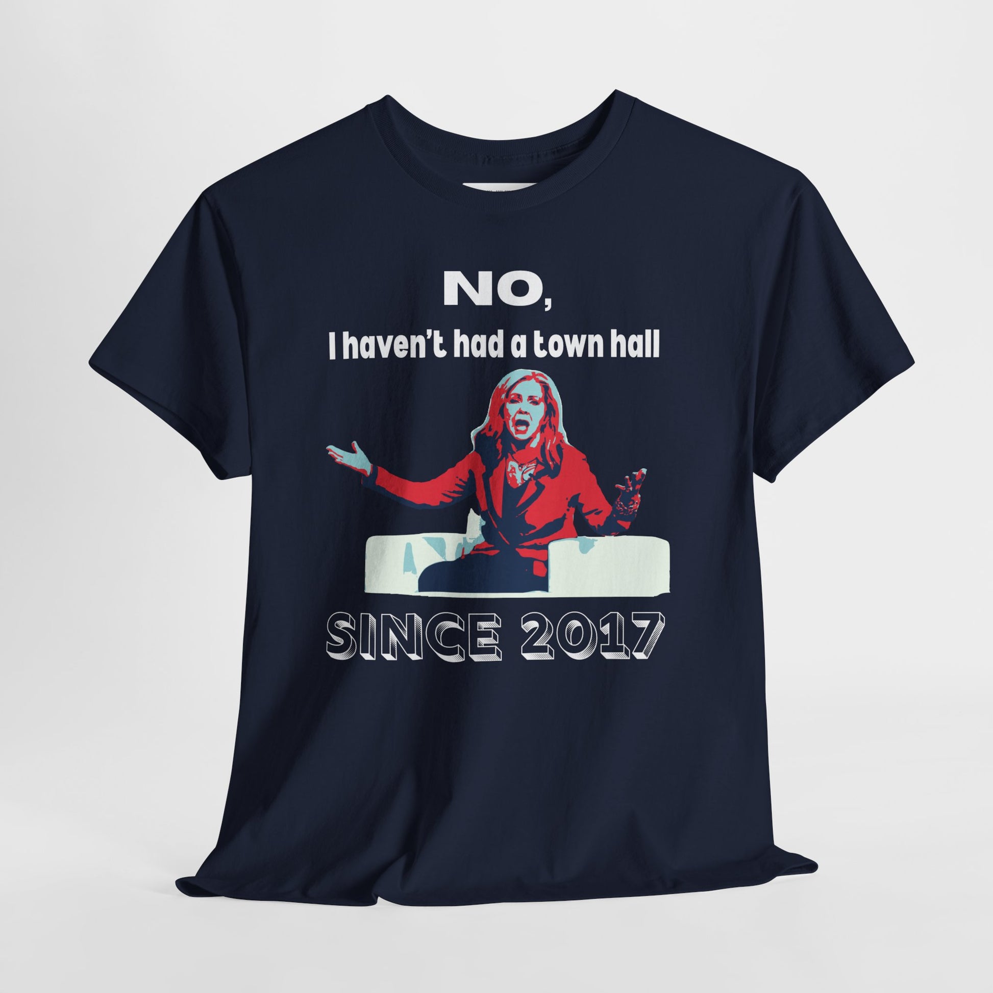 Navy Blue t-shirt with a Marsha Blackburn graphic design and white text.