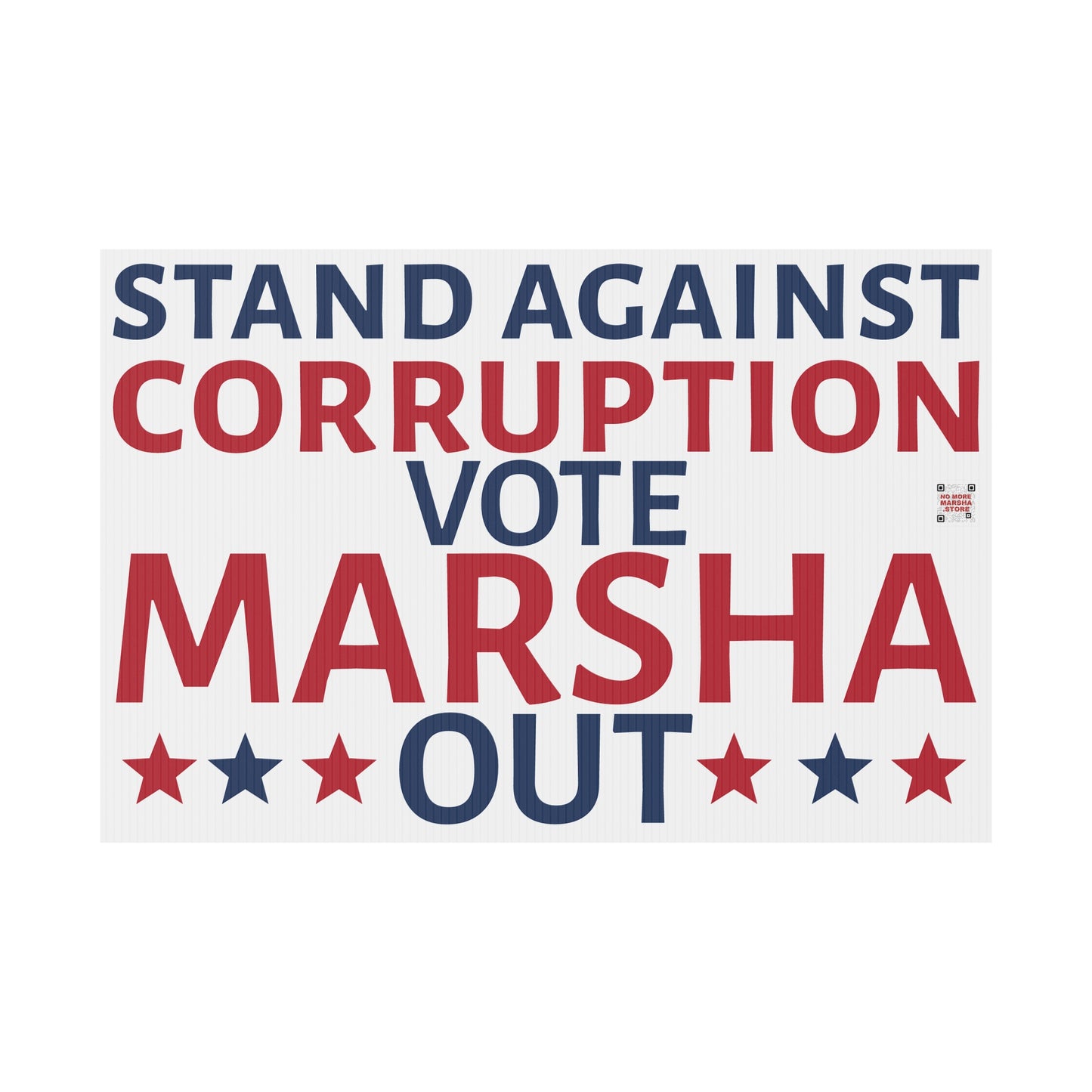 "Stand Against Corruption, Vote Marsha Out" Yard Sign | Anti-Marsha Blackburn TN 2026