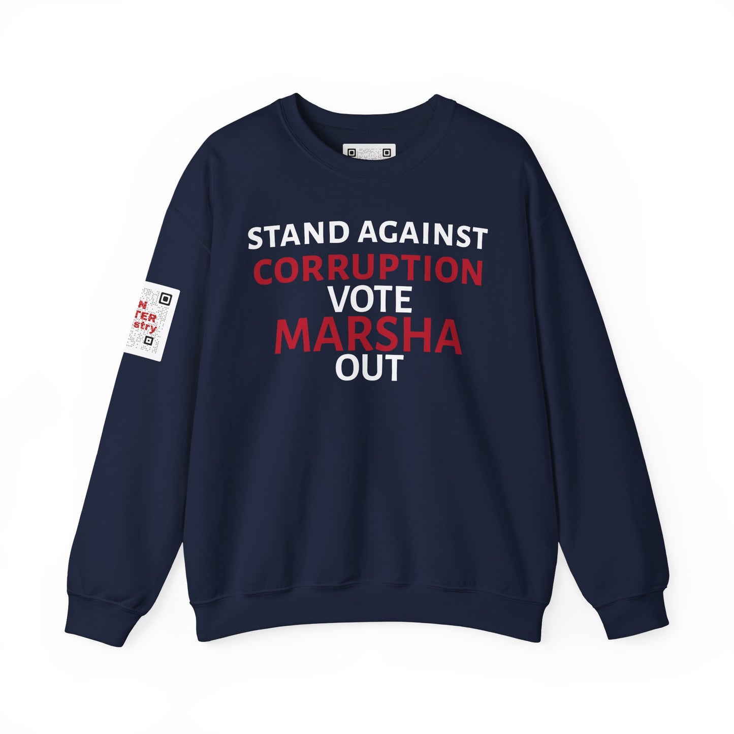 "Stand Against Corruption, Vote Marsha Out" Anti-Marsha Blackburn Sweatshirt | TN 2026