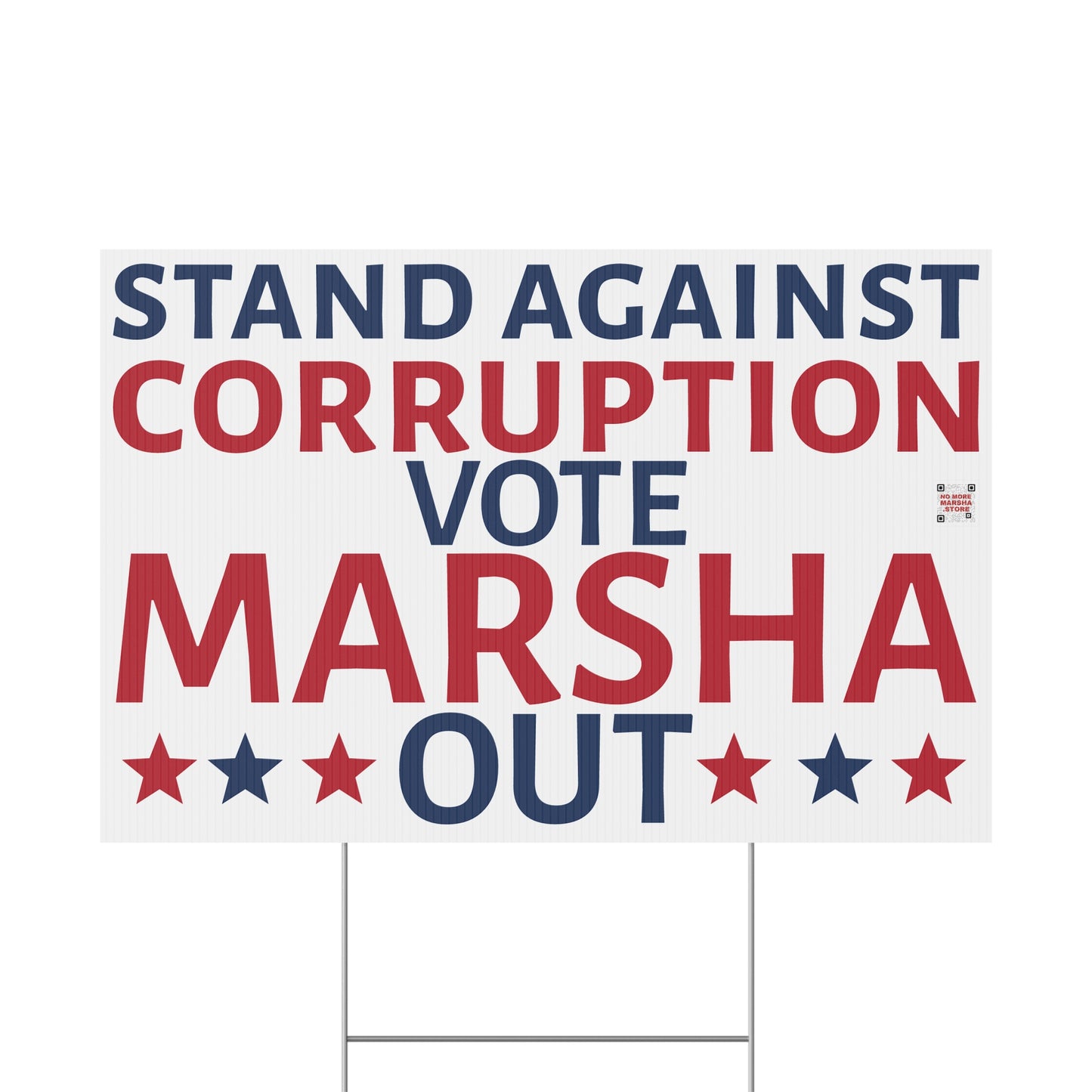 "Stand Against Corruption, Vote Marsha Out" Yard Sign | Anti-Marsha Blackburn TN 2026