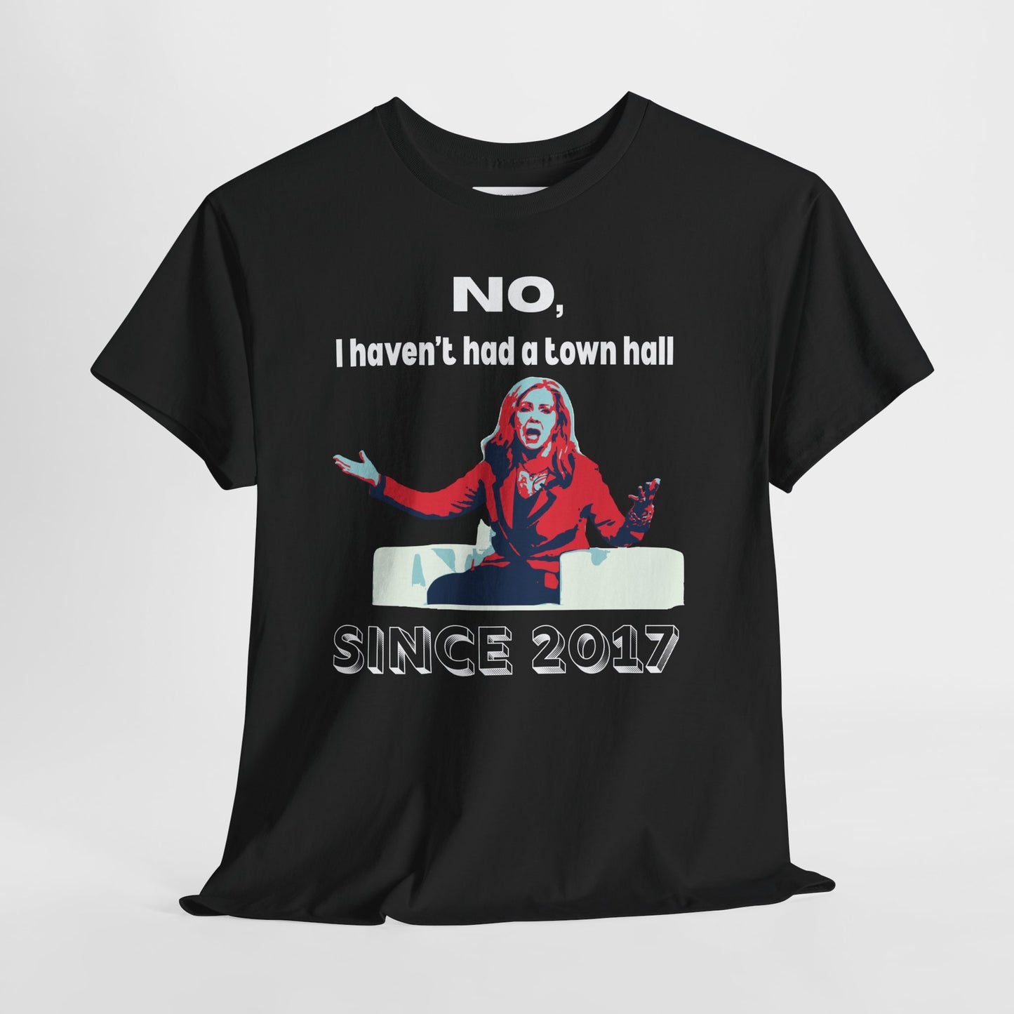 Black t-shirt with a Marsha Blackburn graphic design and white text.