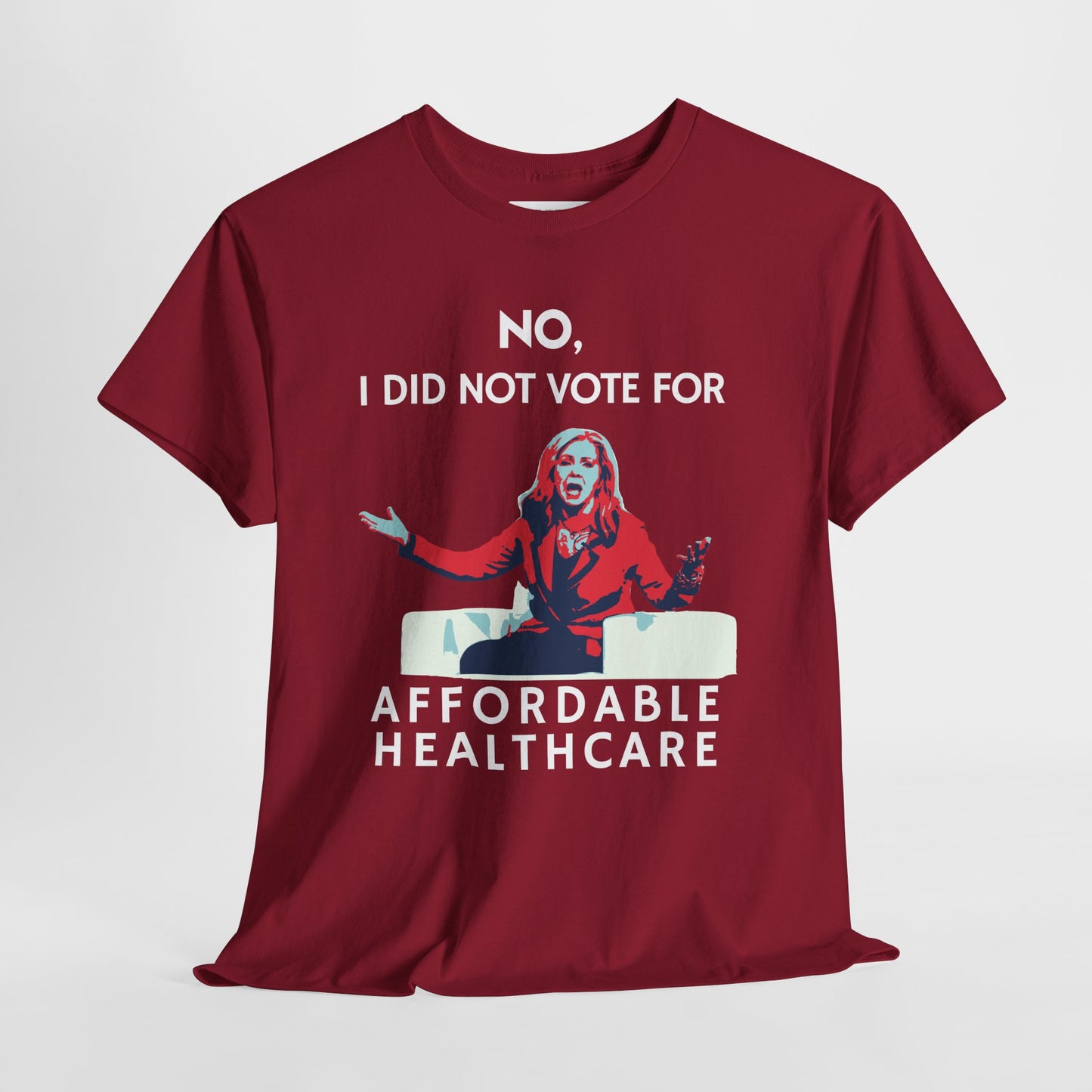 Red  t-shirt with a Marsha Blackburn graphic and  white text.