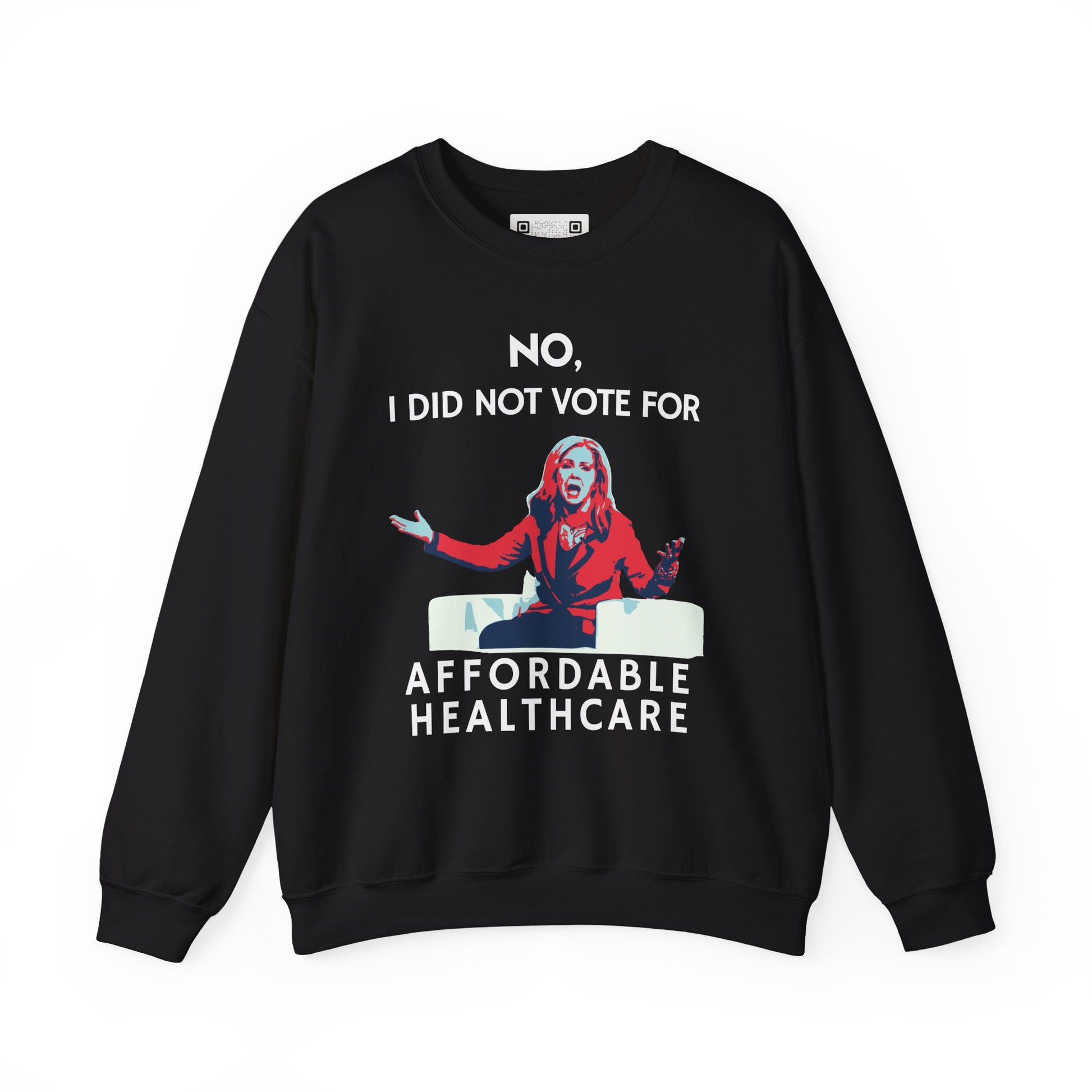 Black sweatshirt with Marsha Blackburn graphic and white text.