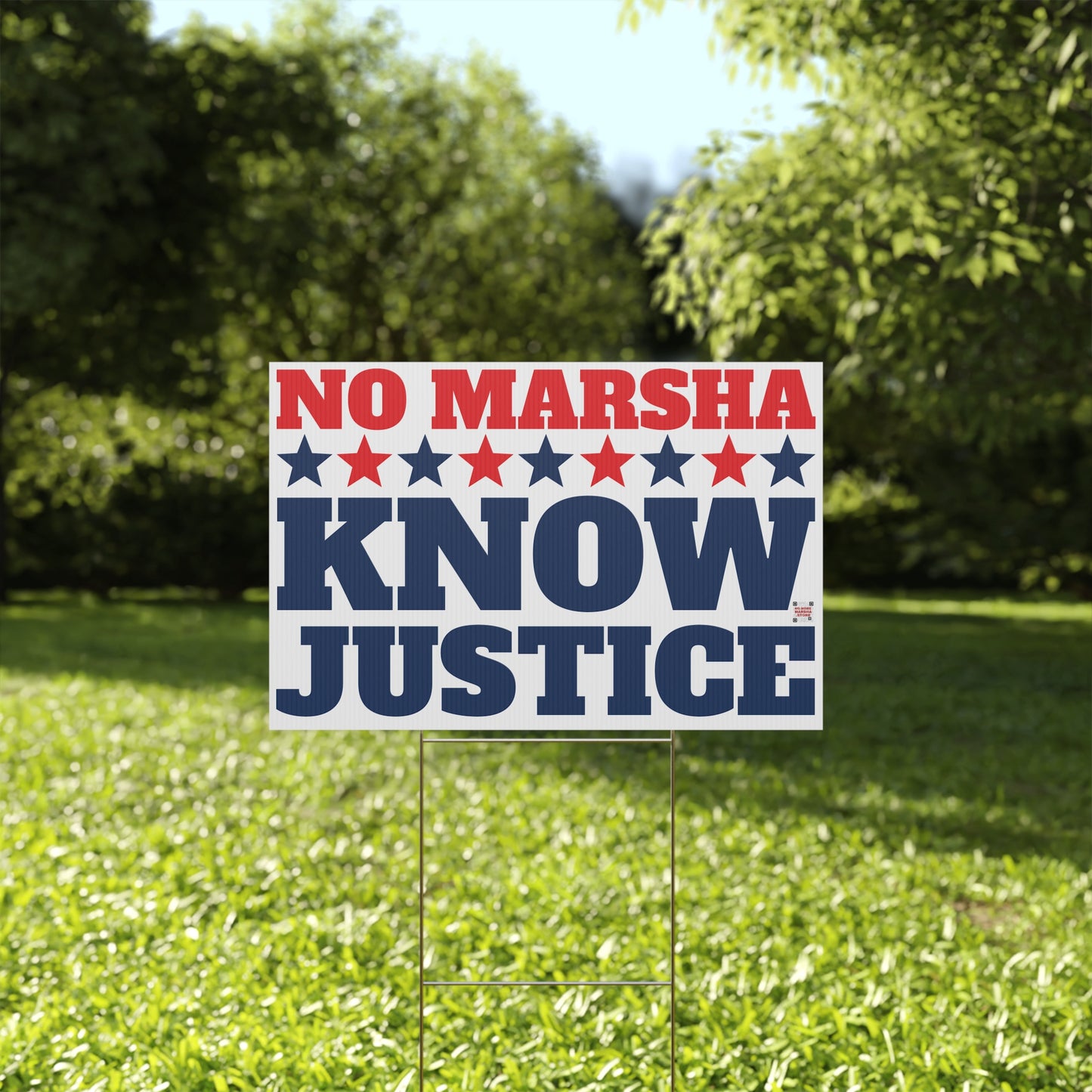 "No Marsha, Know Justice" Yard Sign | Anti-Marsha Blackburn TN 2026 Election