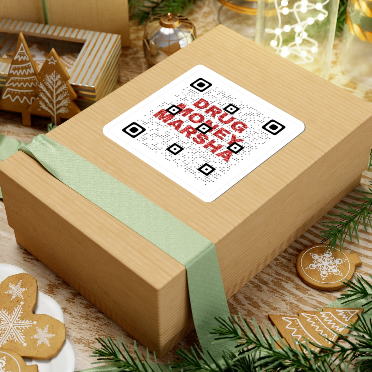 Kiss-Cut Sticker — 'DRUG MONEY MARSHA' QR Code Square Sticker