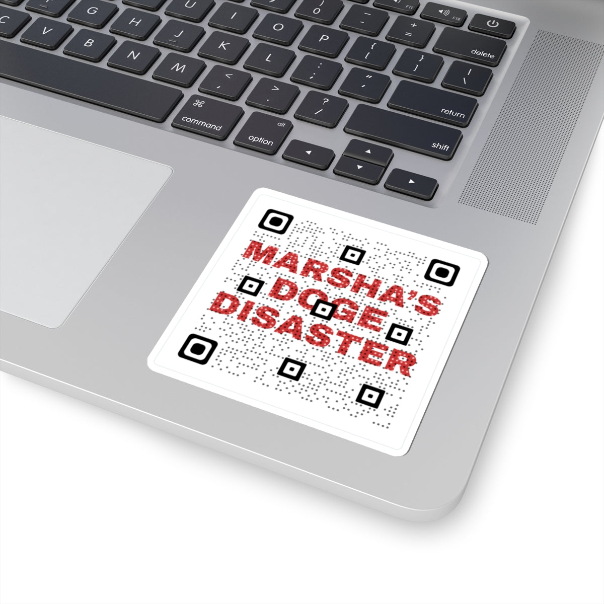 Kiss-Cut Sticker — "Marsha's Doge Disaster" QR Code Design