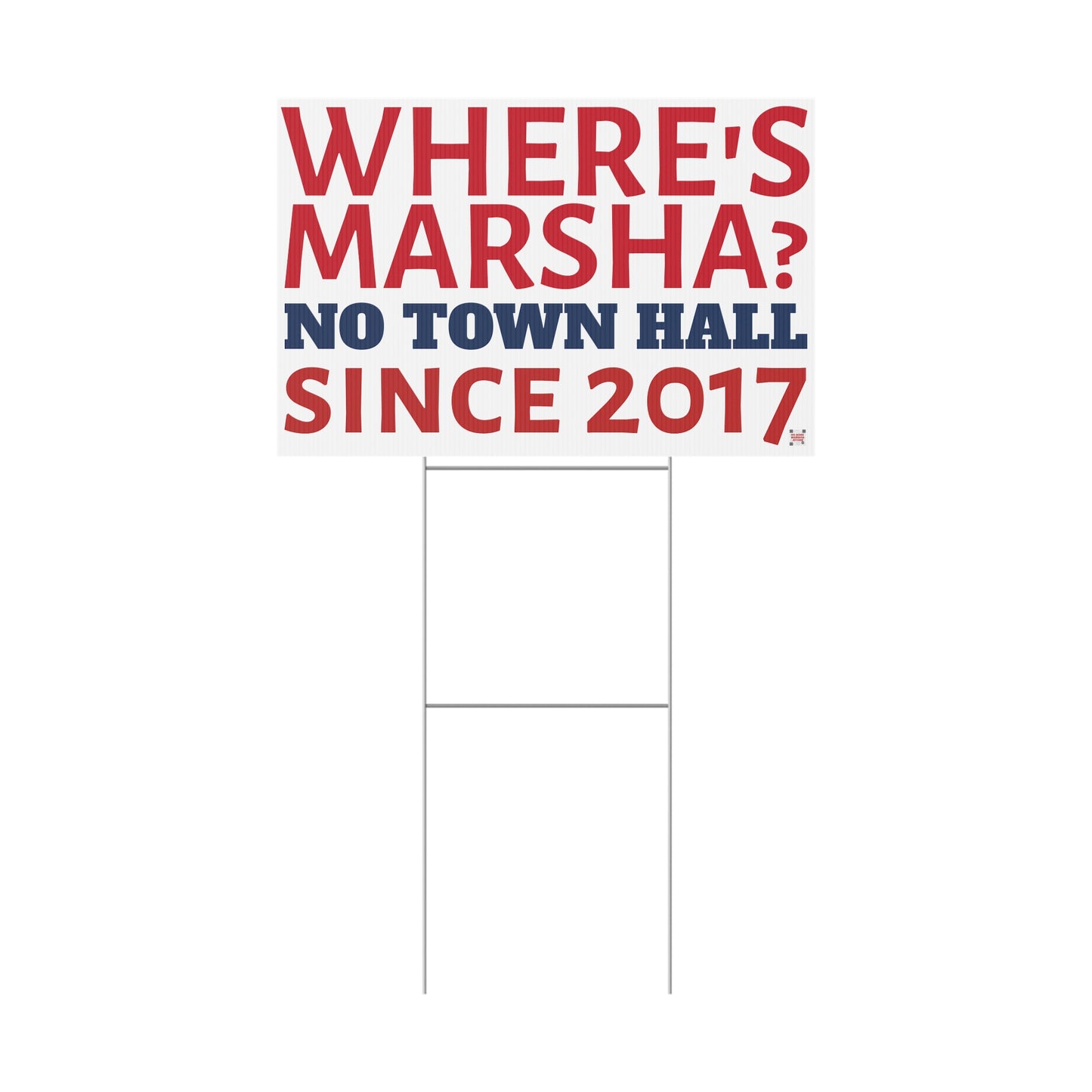 "Where's Marsha? No Town Hall Since 2017" Yard Sign | Anti-Marsha Blackburn TN 2026
