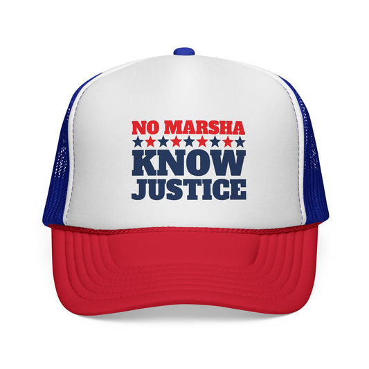 "No Marsha, Know Justice" Trucker Cap | TN 2026 Anti-Marsha Blackburn