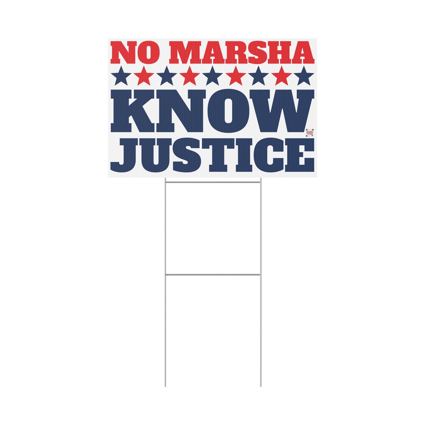 "No Marsha, Know Justice" Yard Sign | Anti-Marsha Blackburn TN 2026 Election