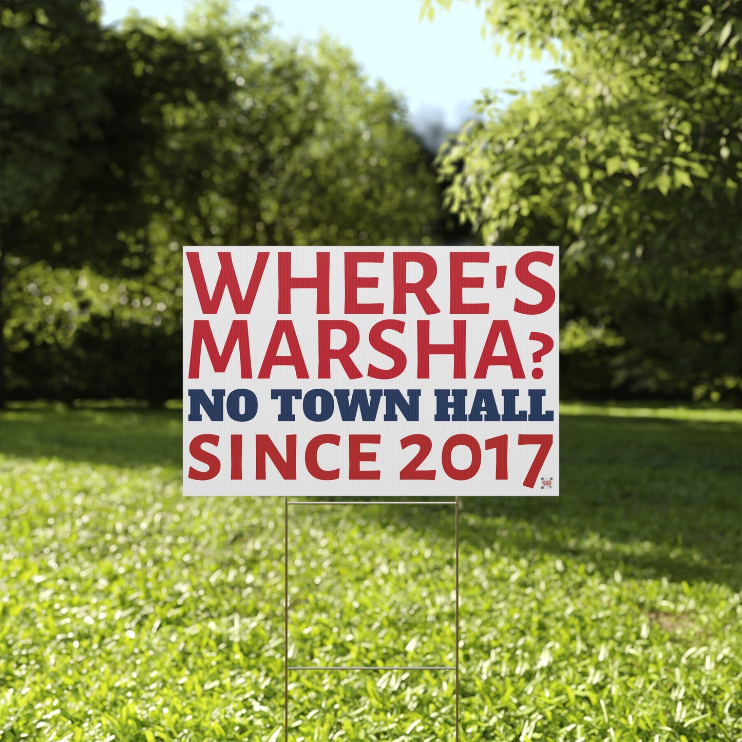 "Where's Marsha? No Town Hall Since 2017" Yard Sign | Anti-Marsha Blackburn TN 2026