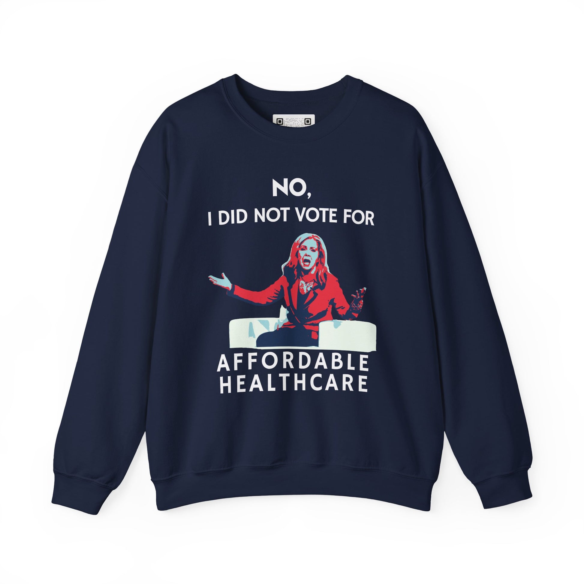 Navy blue sweatshirt with Marsha Blackburn graphic and white text.